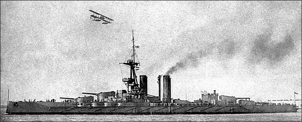 HMS Iron Duke, flagship of the British Grand Fleet.