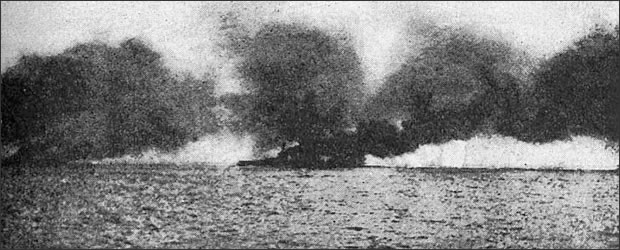 HMS Lion under attack at the Battle of Jutland