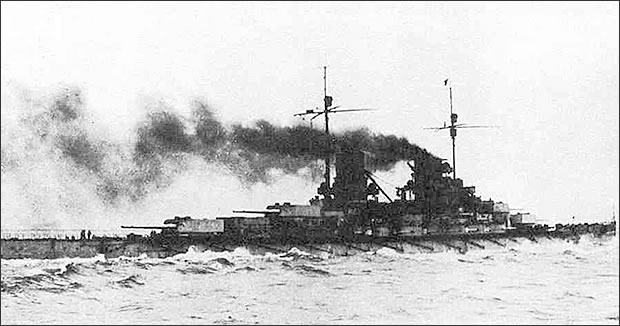 SMS Lutzow, flagship of the Battlecruiser Squadron, German High Seas Fleet.
