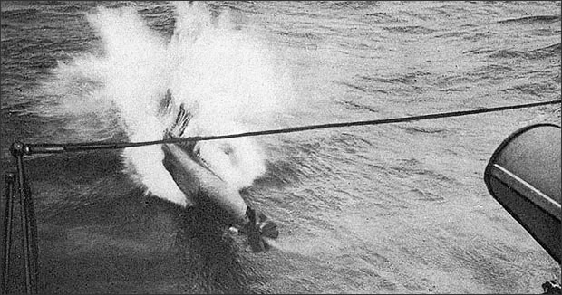 Torpedo launch from a German destroyer